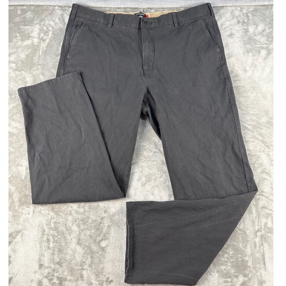 Dockers Pants Mens 40x32 Straight Fit Charcoal Grey WaterLess EUC